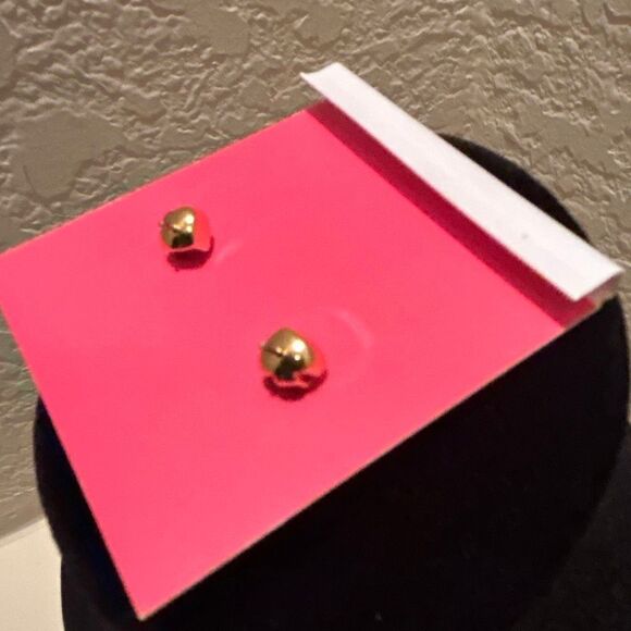 Kate Spade Pink Rhinestone Stud Earrings Gold Tone Spade Back New - Picture 5 of 7